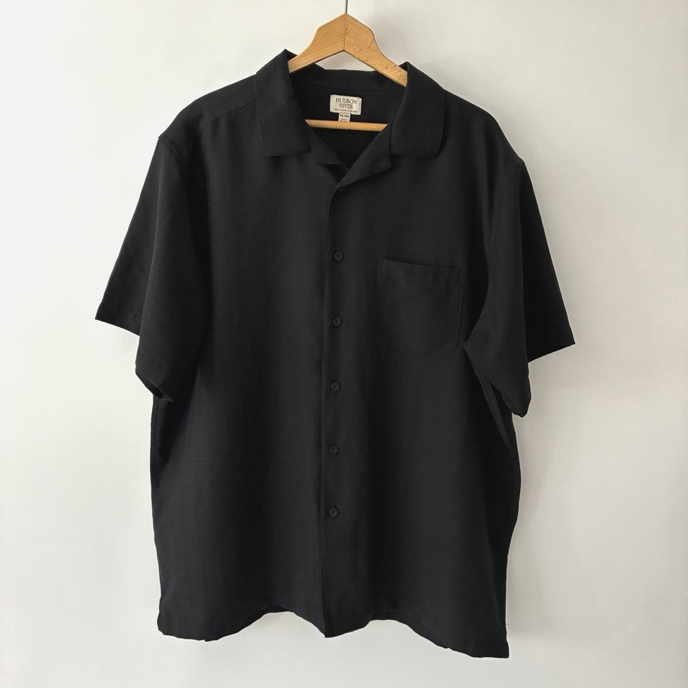 Hudson River Heritage Classics Button Up Shirt Black Short Sleeve Mens Size XXL